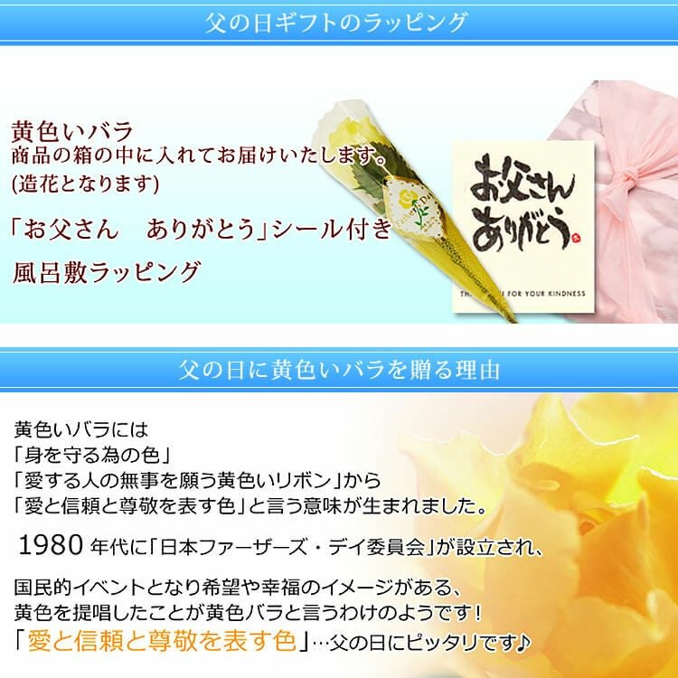 父の日ラッピング 黄色いバラ